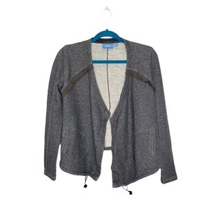 Simply Vera Wang Gray Open Front Sweatshirt Drawstring Cardigan